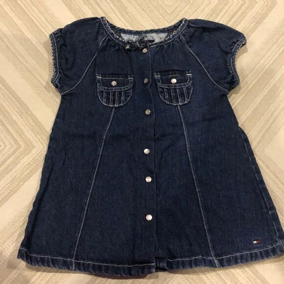Tommy Hilfiger Baby Girls Denim Button Dress - Picture 1 of 8